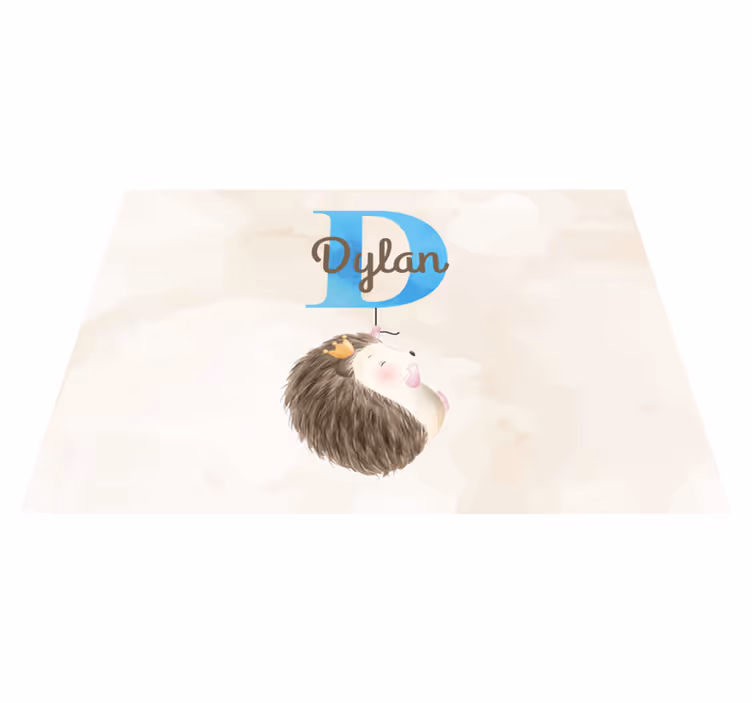 ハナ ビニールマット かわいいハリネズミのイニシャル - TENSTICKERS