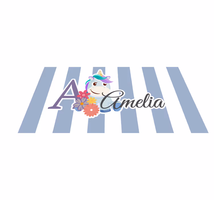 壁画 モアチルドレン 名前入りストライプのユニコーン - TENSTICKERS