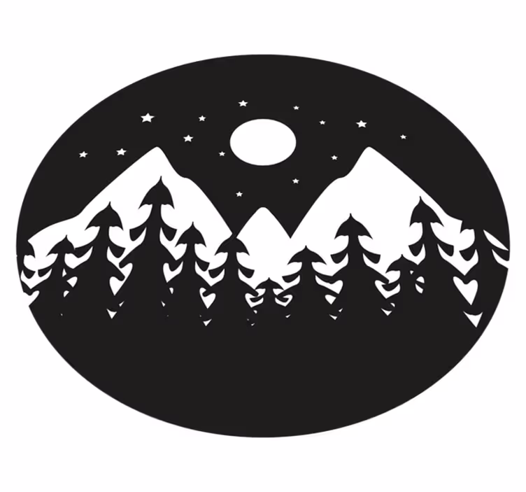 フォトミュラルネイチャー山のシルエット風景 - TENSTICKERS