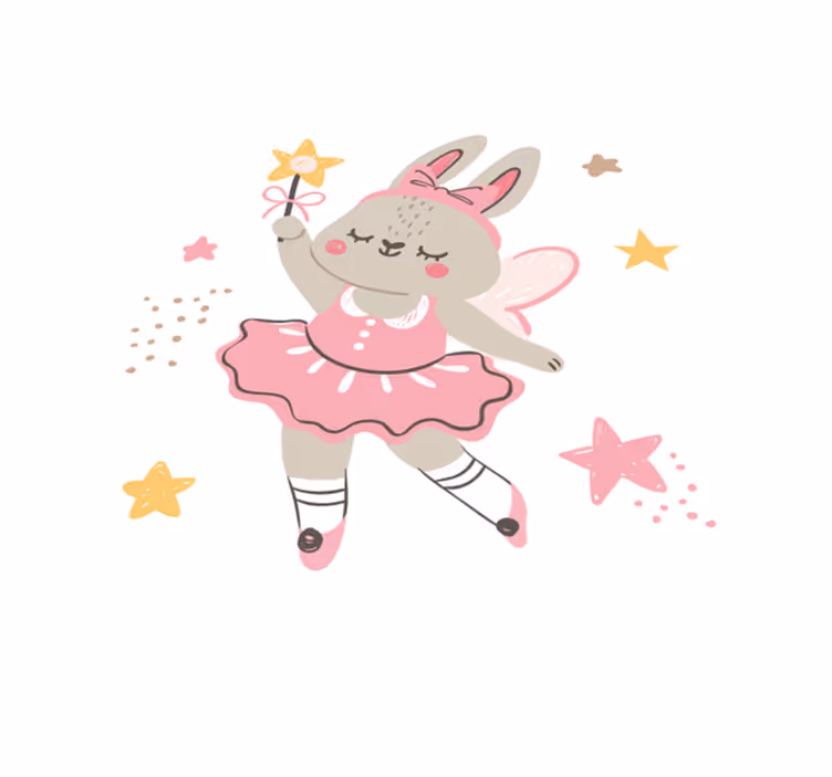 ウサギの妖精のイラストスターキッズビニールラグ - TENSTICKERS
