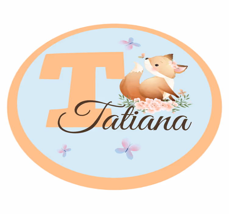 名前 ビニールマット かわいいキツネのイラスト - TENSTICKERS