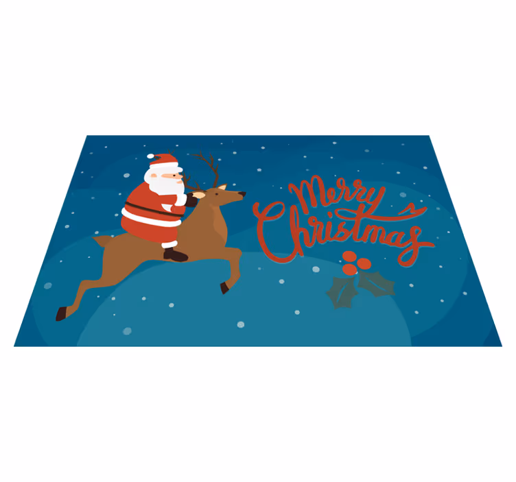 クリスマスの壁画サンタがトナカイに乗っている - TENSTICKERS