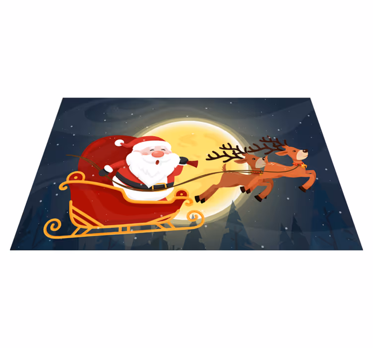 クリスマスの壁画サンタのそりライド - TENSTICKERS