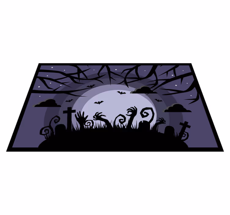 ハロウイン壁画不気味な墓地のシーン - TENSTICKERS