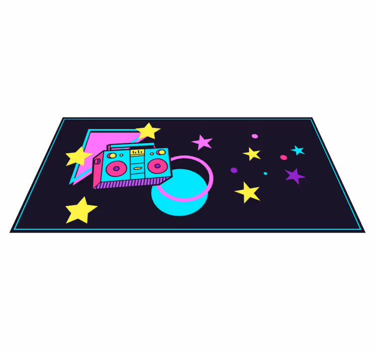 ビンテージ ビニールマット カラフルなラジカセのグラフィック - TENSTICKERS