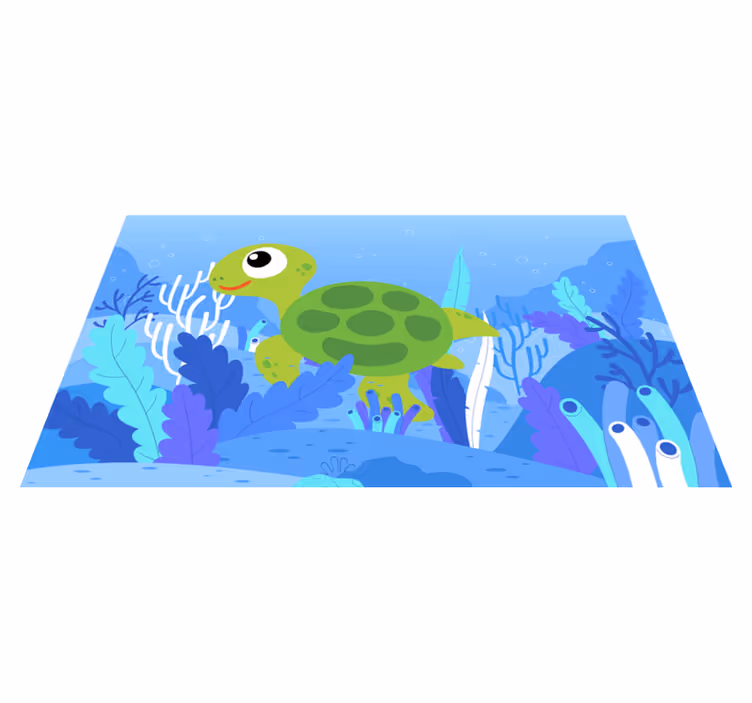 子供 ビニールマット 陽気な亀の海の景色 - TENSTICKERS
