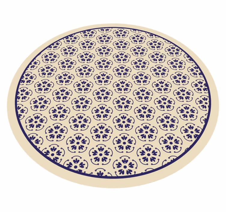 花と植物の壁画 円形モザイク模様 - TENSTICKERS