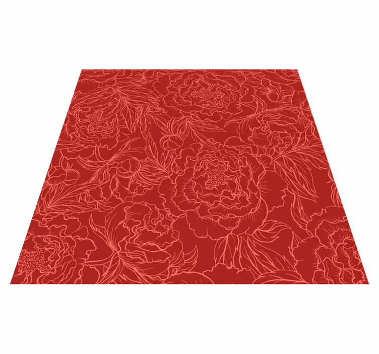 花と植物の壁画 赤い花柄 - TENSTICKERS