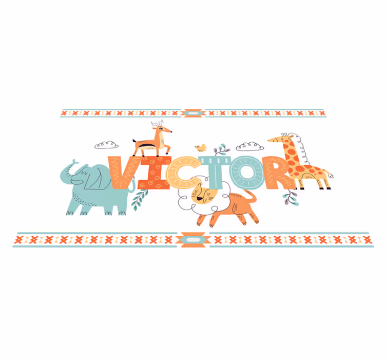 名前 ビニールマット パーソナライズされたサファリテーマ - TENSTICKERS