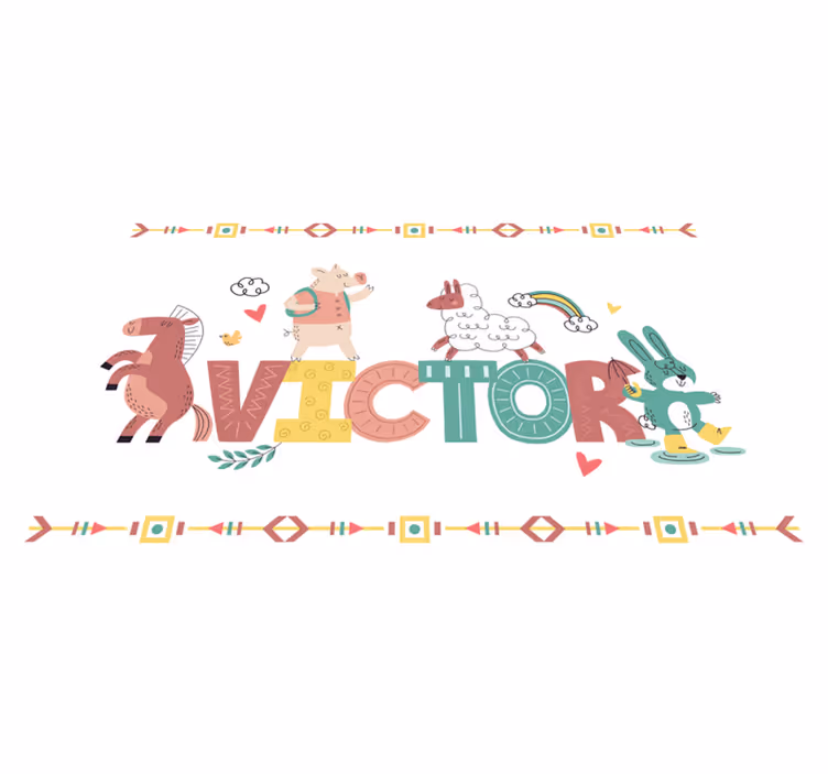 名前 ビニールマット 遊び心のあるアルファベットの動物 - TENSTICKERS
