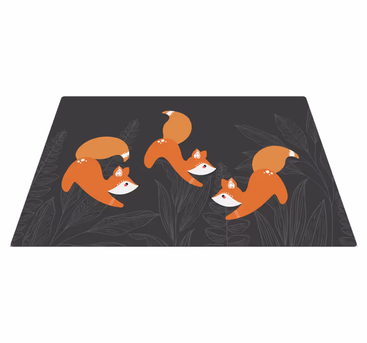 動物 ビニールマット 遊び心のあるキツネの模様 - TENSTICKERS