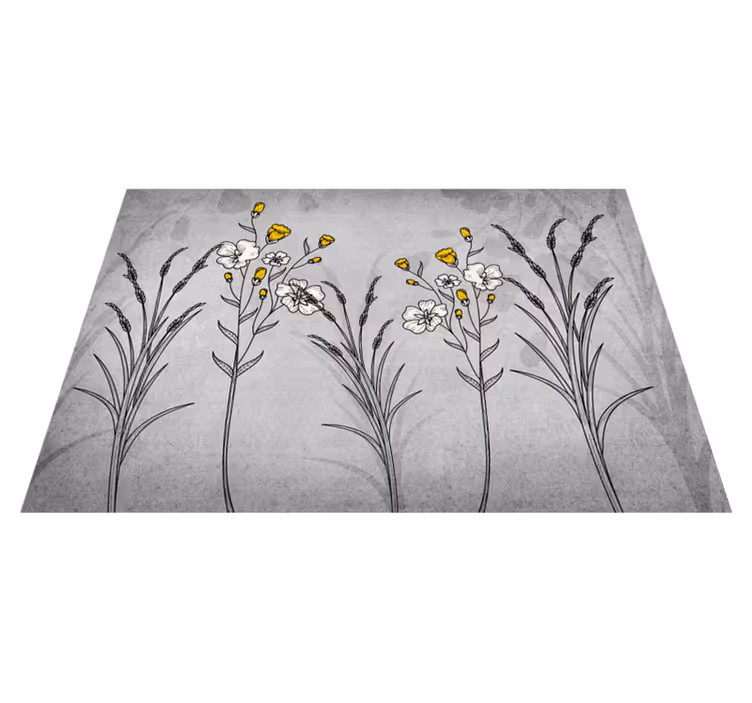 花と植物の壁画 花のスケッチの詳細 - TENSTICKERS