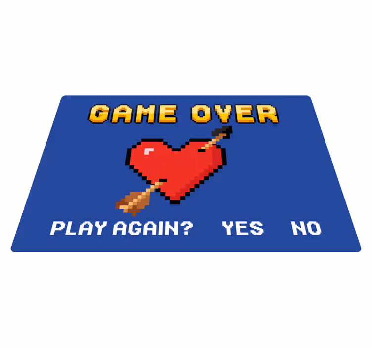 フレーズ ビニールマット ピクセル化されたハートのゲームオーバー - TENSTICKERS