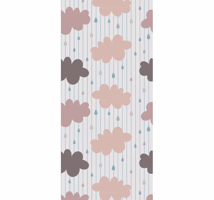子供の寝室の壁紙ピンクの雨雲 - TENSTICKERS