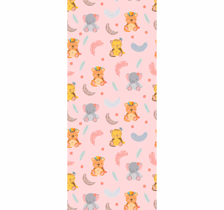 保育園の壁紙赤ちゃんのジャングル動物 - TENSTICKERS