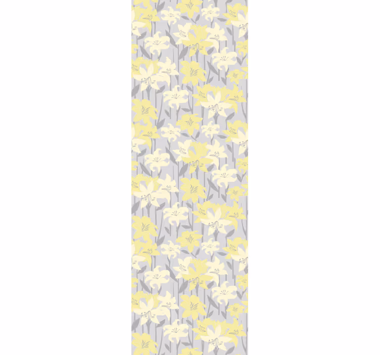 ダイニングルームの壁紙　花柄の黄色い花々 - TENSTICKERS