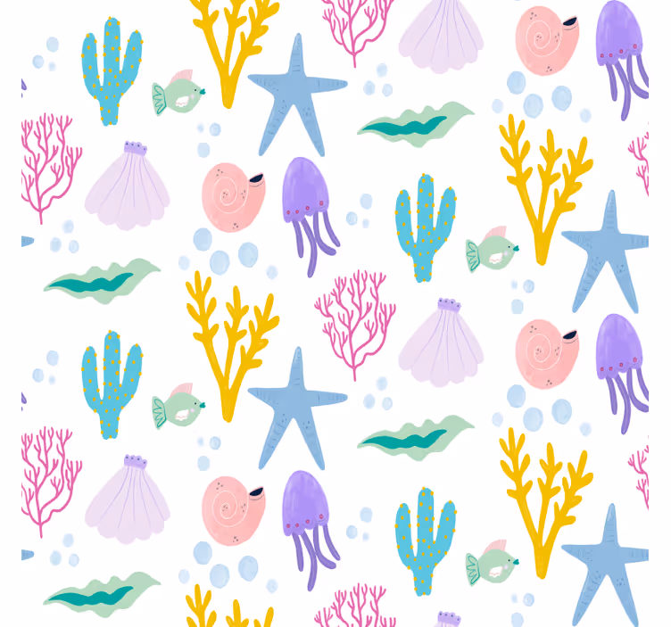 寝室 壁紙 子供の海底の絵 - TENSTICKERS
