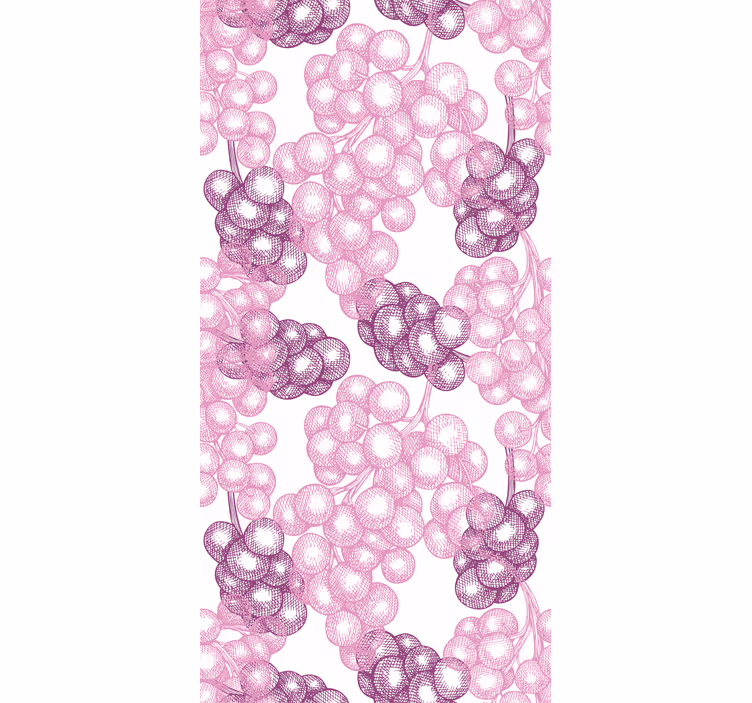 寝室 壁紙 手描きのピンクと紫のブドウ - TENSTICKERS