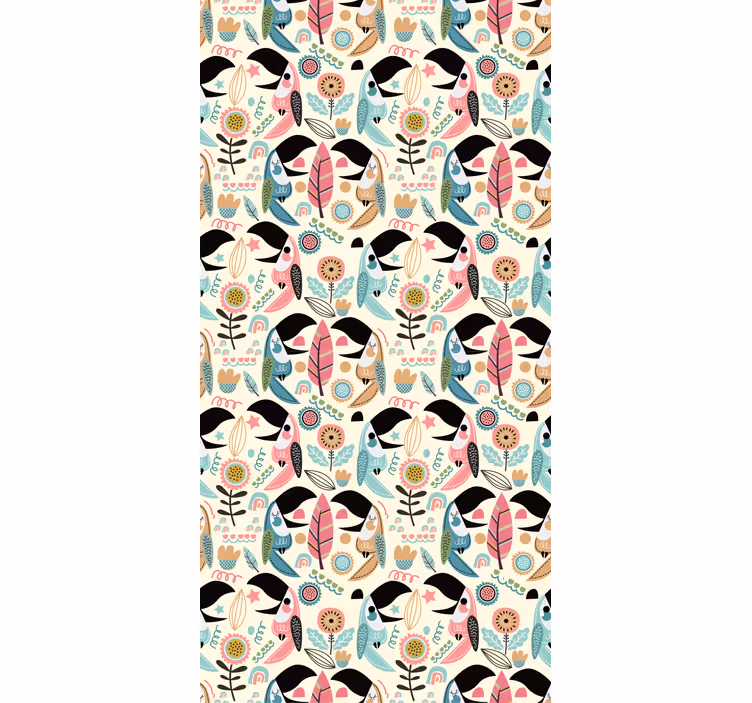 寝室 壁紙 トロピカル・トゥーカン柄 - TENSTICKERS
