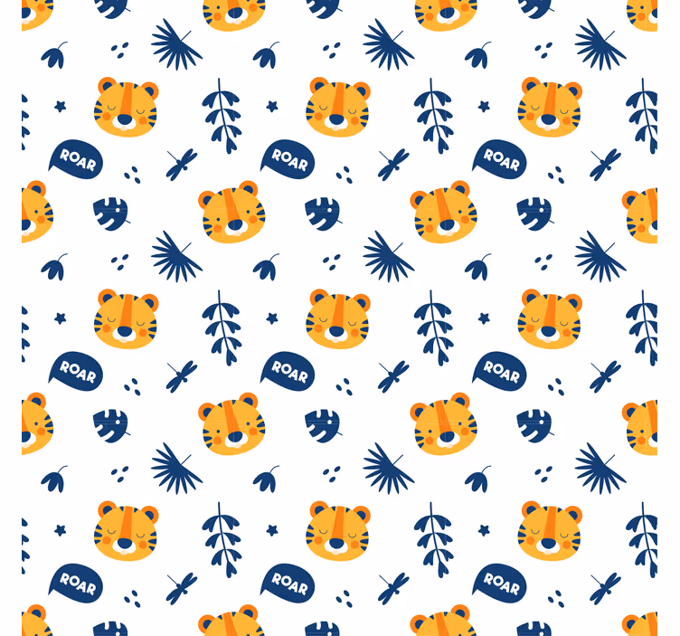 動物 壁紙 トラの子頭とトンボの模様 - TENSTICKERS