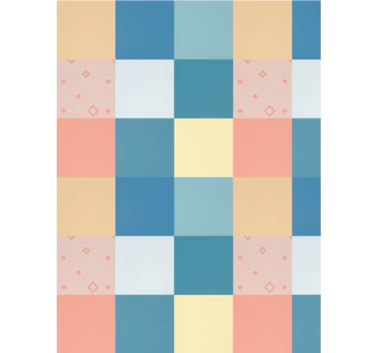 ダイニングルームの壁紙パッチワークカラフルレトロパターン - TENSTICKERS