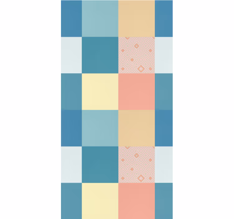 ダイニングルームの壁紙幾何学的パステルチェッカーボード - TENSTICKERS