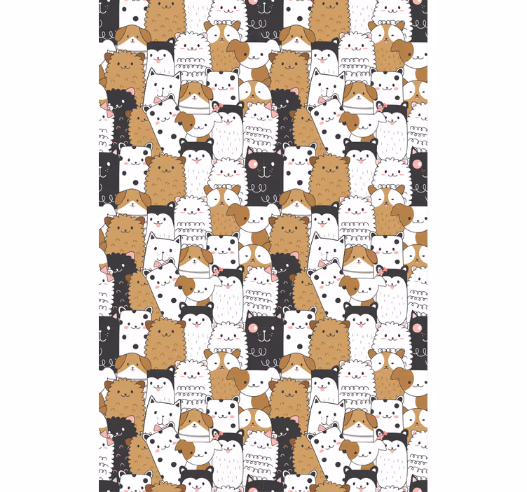 子供の寝室の壁紙かわいい犬のシームレスデザイン - TENSTICKERS