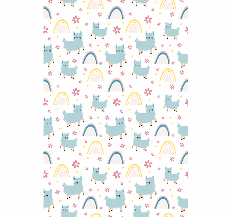 子供の寝室の壁紙おもしろい羊とユニコーンのパターン - TENSTICKERS