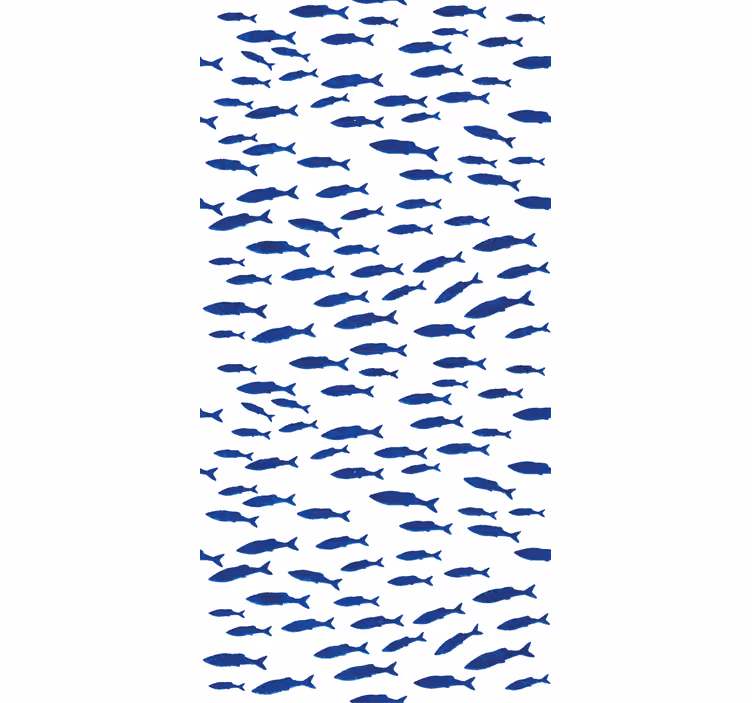子供の寝室の壁紙白い背景に青い魚の模様 - TENSTICKERS
