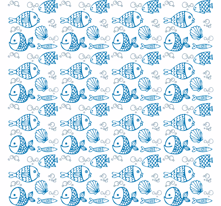 子供の寝室の壁紙白い背景に青い魚 - TENSTICKERS