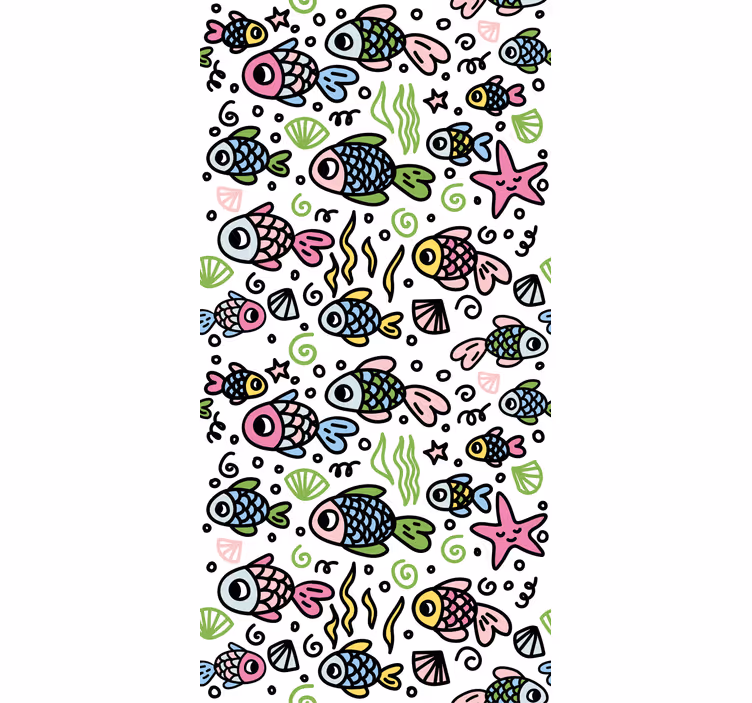 子供の寝室の壁紙カラフルな魚のパターン - TENSTICKERS