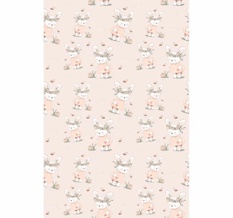 子供の寝室の壁紙かわいいウサギキャラクター - TENSTICKERS