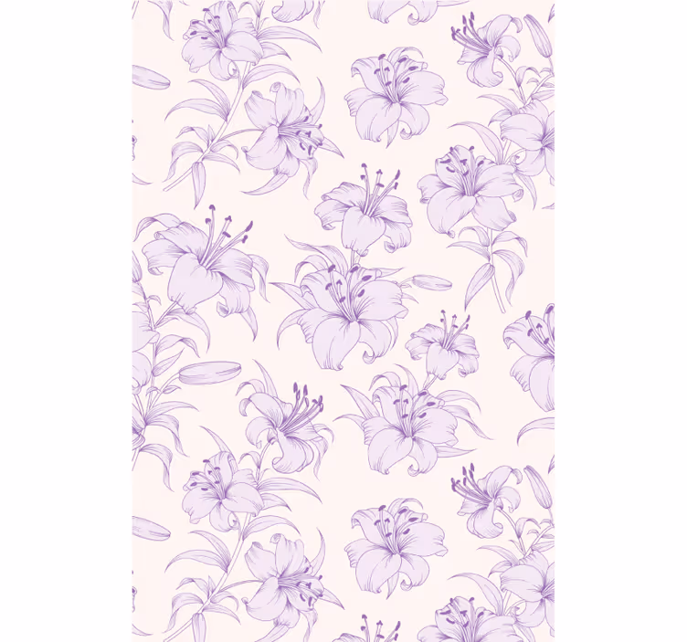 廊下の壁紙 ブルーミングリリーの花柄デザイン - TENSTICKERS