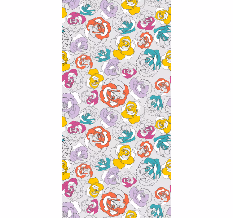 廊下の壁紙カラフルローズパターン - TENSTICKERS