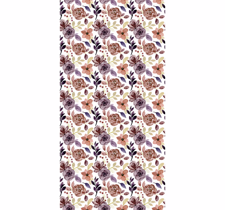廊下の壁紙　バラと花のパターン - TENSTICKERS