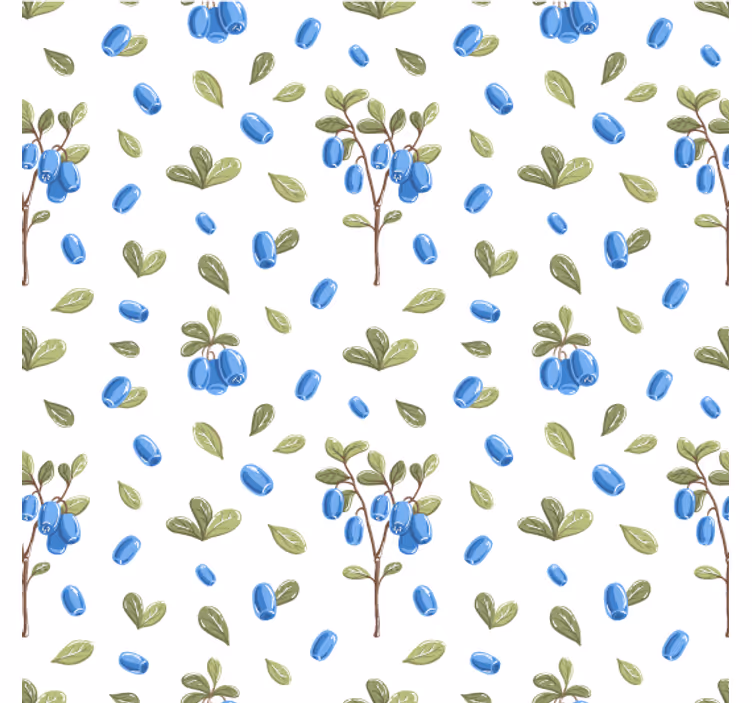 リビング 壁紙 おしゃれ 植物柄の青いデザイン - TENSTICKERS
