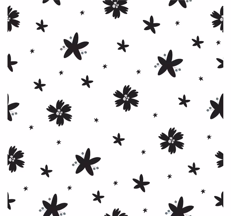 壁紙 花 白黒インクの花柄 - TENSTICKERS