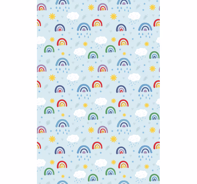 子供の寝室の壁紙青い虹と雲 - TENSTICKERS