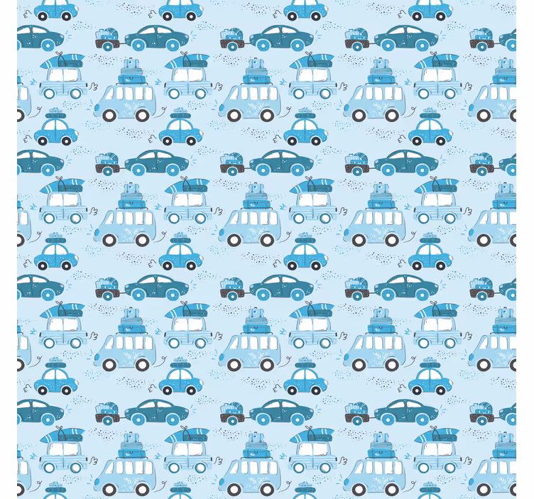 子供の寝室の壁紙青い車のパターン - TENSTICKERS