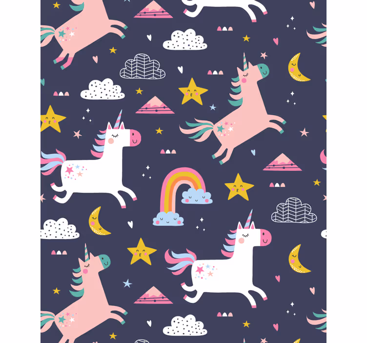 子供の寝室の壁紙ユニコーンと星 - TENSTICKERS