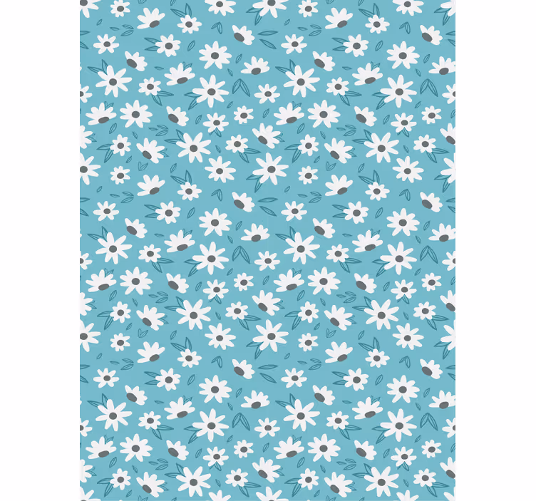 ダイニングルームの壁紙デイジーフローラルモチーフ - TENSTICKERS