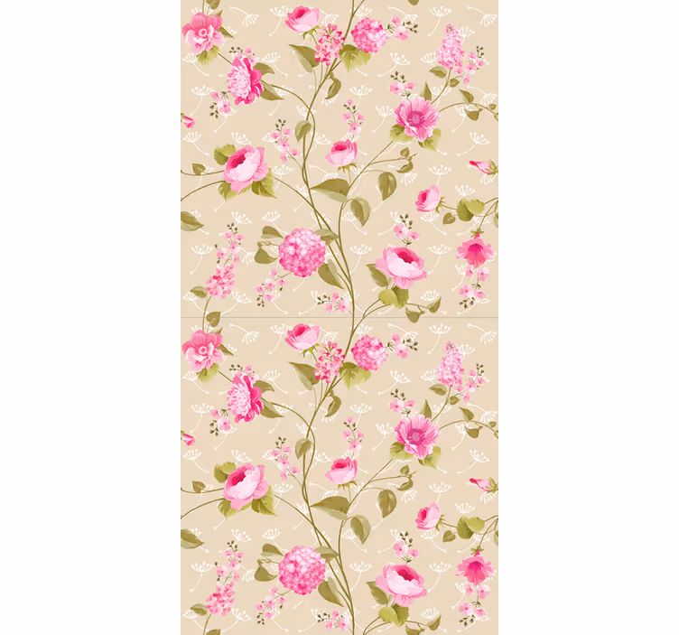 ダイニングルームの壁紙ピンクの花柄つる - TENSTICKERS