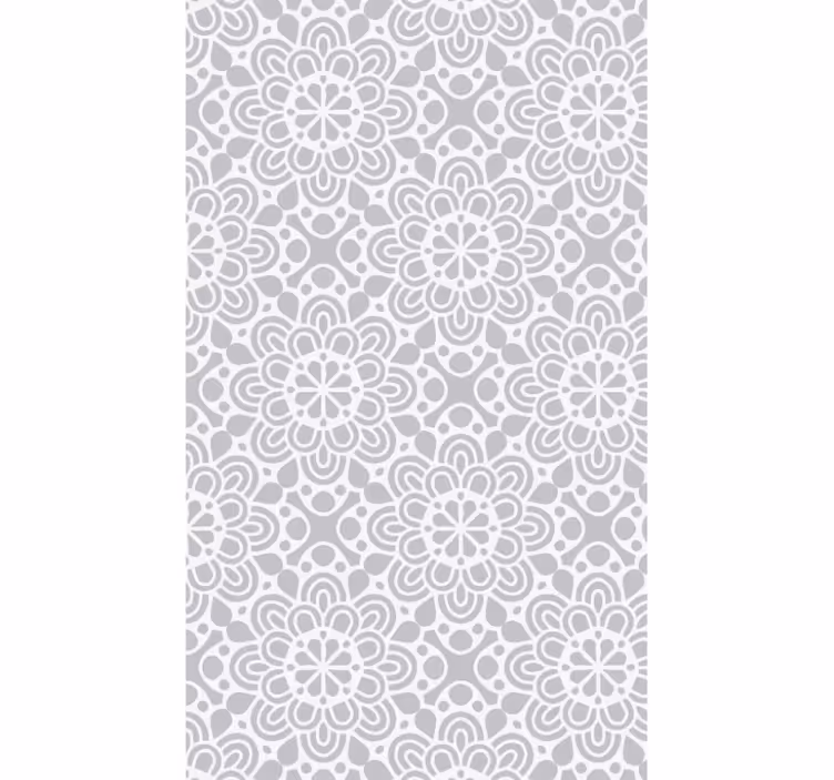 キッチン 壁紙 白と灰色の花柄ビニールラグ - TENSTICKERS