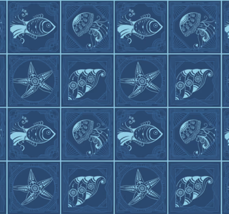 お風呂壁紙海の生き物デザイン - TENSTICKERS