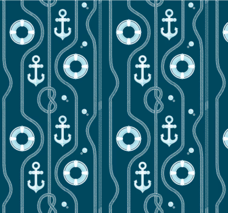 お風呂壁紙 青い海のアンカー - TENSTICKERS