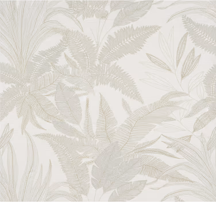 マスターベッドルームの壁紙ベージュの植物画 - TENSTICKERS