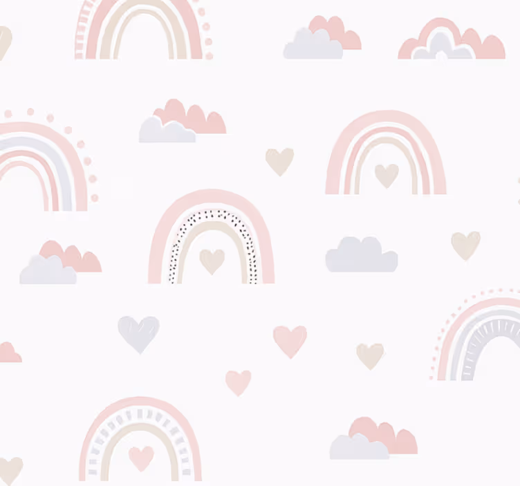 子供の寝室の壁紙ピンクの虹デザイン - TENSTICKERS