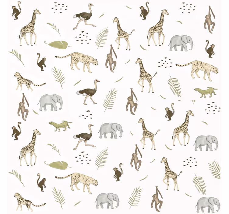 子供の寝室の壁紙サバンナの動物たち - TENSTICKERS