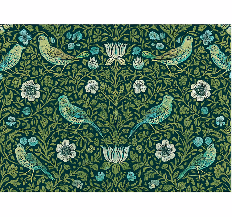 マスターベッドルームの壁紙 ornamental floral & bird - TENSTICKERS