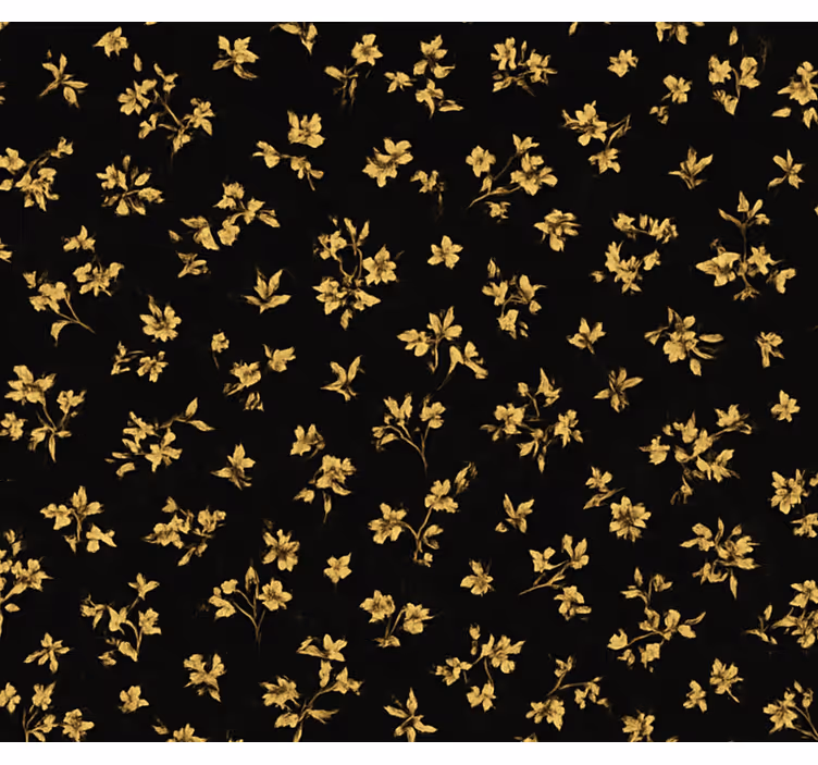 寝室 壁紙 ダークな背景に金色の花 - TENSTICKERS